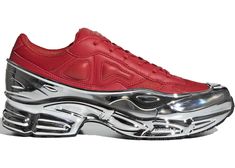 adidas Ozweego Raf Simons Red Silver Metallic - EE7948 - US Comfortable Shoes For Men, Raf Simmons, Luxury Designer Shoes, Affordable Shoes