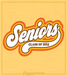 the logo for seniors class of 2014, with orange and white lettering on yellow background