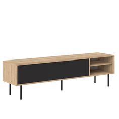 the sideboard is made from wood and has black legs