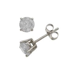 Put the perfect finishing touch on any ensemble with these 14k White Gold 1 Carat T.W. Diamond Stud Earrings. Click on this JEWELRY & WATCHES GUIDE to learn about fit, styles, materials and more! Put the perfect finishing touch on any ensemble with these 14k White Gold 1 Carat T.W. Diamond Stud Earrings. Click on this JEWELRY & WATCHES GUIDE to learn about fit, styles, materials and more! FEATURES Backings: post Nickel free Metal: 14k white gold Plating: rhodium Finish: polished Packaging: boxed Round Silver Diamond Cut Earrings, Silver Diamond-cut Round Earrings, Silver Diamond Cut Round Earrings, 14k White Gold Prong Setting Earrings For Anniversary, 14k White Gold Earrings With Prong Setting For Anniversary, White Gold Diamond Earrings With Polished Finish For Wedding, Wedding White Gold Diamond Earrings With Polished Finish, Silver Round Diamond Earrings With Prong Setting, Diamond White Earrings For Anniversary With Polished Finish