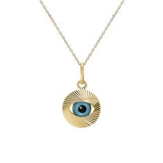 14K Gold Evil Eye Fluted Coin Necklace ~ LIMITED EDITION – Nana Bijou Round Evil Eye, Eyes Vintage, Aaliyah Haughton, Present For Her, Jewellery Designer, Presents For Her, Charm Pendant Necklace, Evil Eye Pendant, Evil Eye Charm