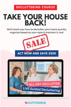 Learn how to declutter and organize your space with ease! 🏡✨ "Take Your House Back" shows you how to release the clutter and create systems that suit your style and your family’s needs. Home management isn’t one-size-fits-all—take back control of your life with a personalized plan. 💪 Normally $597, it’s just $94 from Dec 3, 2024, to Jan 17, 2025. SAVE OVER $500 in this rare sale 🔥 —don’t miss it!