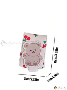 Bird in Bag - Exquisite Bear-Shaped Lipstick Pouch with Mirror: Mini Portable Travel Cosmetic Bag Organizer and Protective Case White Rectangular Pouch With Cell Phone Pocket, Cute Rectangular Phone Bag For School, White Rectangular Pouch With Mobile Phone Bag, Cute Rectangular School Phone Bag, Cute Rectangular Bag With Cell Phone Pocket, Cute School Pouch Phone Bag, Cute School Phone Pouch Bag, Cute Rectangular Travel Pouch, Foldable Rectangular Bags For Gifts