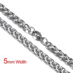 Add bold drama to designs with the stainless steel wheat chain. This chain features a style similar to snake chain, with interlocking links that create a continuous, almost solid look. This sturdy chain is perfect for using with heavier components. It would make a great foundation for large-hole bead projects. Add a pendant for a simple, stand-out display. This chain features a dark silver shine that would work well with bright colors like red, purple or orange. Width: 2.5mm / 3mm / 4mm / 5mm / Stainless Steel Wheat Chain Necklace, Gift Stainless Steel Wheat Chain Necklace, Necklaces For Men, Bead Projects, Jewelry Diy Bracelets, Large Hole Beads, Black Jewelry, Magnetic Clasp, Snake Chain