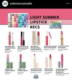 Light Summer Lipstick Colors, Light Summer Makeup, Soft Autumn Palette, Style Theory, True Summer