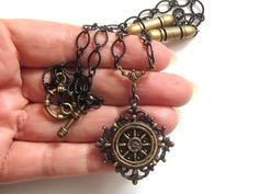 Ship Wheel Necklace, Ship Wheel Jewelry, Nautical Necklace For Women, Nautical Jewelry, Nautical Gifts For Women, Mermaid Locket, Seahorse Necklace, Love Beach, Ocean Necklace