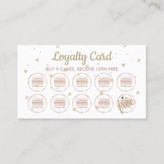 a white and gold business card with the words lollyty card written on it