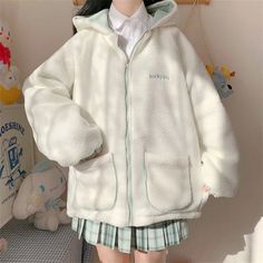 The Kawaii Bear Ears Double-Sided Jacket has an adorable bear ears design on both sides. Made of a soft cotton blend, it provides warmth and comfort in any season. It is lightweight, breathable, and perfect for any outdoor activity. School Outfits Cute, Kawaii Jacket, Preppy Vest, Bear Kawaii, Kawaii Hoodie, Soft Girl Clothes, Egirl Clothes, Long Coat Women, Bear Ears