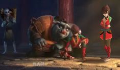 an animated character is standing next to another character in a scene from the animated movie ratty