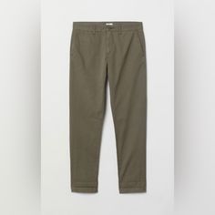 H&M Pants Slim Fit Cotton Chinos Description And Fit Chinos In Washed Cotton Twill. Zip Fly, Side Pockets And Welt Back Pockets. Slim Fit: Relaxed Over The Thighs And Tapered From The Knees Down For A Casual, Well-Tailored Look. Length: Long Fit: Slim Fit Style: Chinese Description: Green Imported Green Casual Pants For Business Casual, Green Casual Pants For Business Casual Occasion, H&m Casual Tapered Leg Pants, Casual H&m Straight Pants, H&m Casual Ankle-length Pants, H&m High-waisted Cotton Pants, Casual H&m Pants, H&m Casual Spring Pants, Green Ankle-length Cotton Chinos