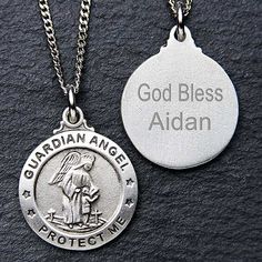 Guardian Angel Engraved Children's Pendant - Kids Gifts - Kids Gifts Kid Pendant, Angel Blessings, Custom Necklaces, God's Blessings, Presents For Boys, Detailed Artwork, First Communion Gifts, Jack Jack, Custom Pendants