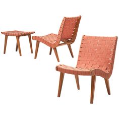 three pieces of furniture made out of woven material