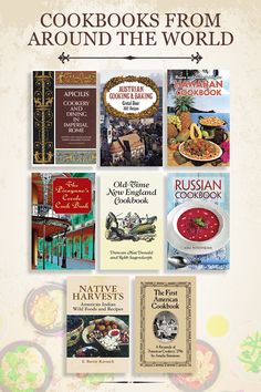 the cookbooks from around the world are on display in this book cover image,