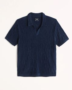 Comfy short-sleeve sweater polo in our super plush jacquard fabric and relaxed-fit silhouette, featuring stitching details throughout and no-button Johnny Collar. Imported. Sweater Polo, Johnny Collar, American Clothing, Aesthetic Guys, Comfy Shorts, Collar Sweater, Jacquard Fabric, American Apparel