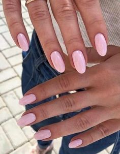 Simple Sns Nails Almond, Summer Nails Basic, Plan Nails, Basic Summer Nails, Nail Inspo Basic, Nails One Color, Cute Almond Nails, Plain Nails, Graduation Nails