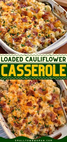 loaded cauliflower casserole with bacon and cheese