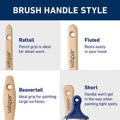 the brush handle style guide is shown with instructions for how to use it and how to use