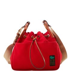 Keeping It Casual  This casual-chic look is crafted from 100% Egyptian cotton. With effortless Dooney flair and so many functional additions, this is the perfect every day bag! Red Leather Handle Bucket Bag, Red Leather-handled Bucket Bag, Red Crossbody Bucket Bag With Leather Handles, Red Bucket Bag With Removable Pouch, Red Bucket Bag With Detachable Strap, Red Crossbody Bucket Bag For Travel, Designer Red Bucket Bag With Removable Pouch, Red Bucket Bag For Travel, Red Shoulder Bucket Bag For Travel