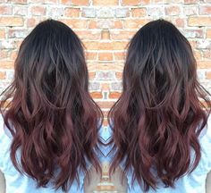 Dark Red Tips On Brown Hair, Dark Red Ends On Brown Hair, Cherry Red Ombre Hair, Cherry Ombre Hair, Dark Brown To Red Ombre, Black To Red Ombre Hair, Dark Red Ombre Hair, Burgundy Ombre Hair