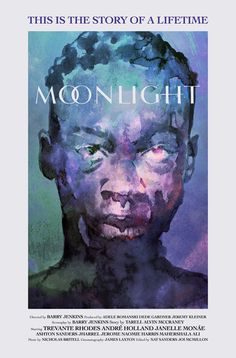 a poster with the words moonlight written on it and an image of a man's face