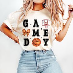 Cute Basketball Shirt Designs, Game Day Basketball Shirts, Basketball Bonus Mom Shirts, Basketball Girlfriend Shirts Ideas, Basketball Mom Shirt Ideas, Cheerleading Shirts Designs, Basketball Fan Shirts, Game Day Basketball