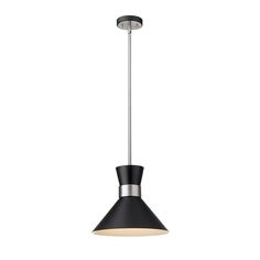 Z-Lite Soriano Matte Black Brushed Nickel Pendant 728P13-MB-BN - Pendants Romantic Industrial, Silhouette Shapes, Black Shades, Metal Pendant Light, Light Dress, Residential Lighting, Metal Pendant, Lighting Sale, Transitional Style