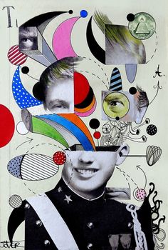 Loui Jover - Trump for the lateral thinker Louis Jover Art, Emotion Collage, Louis Jover, Textile Portraits, Experimental Portrait, Auto Portrait, Ink Collage, Photography Sketchbook