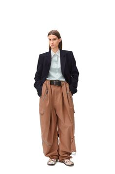 Loewe Balloon, Balloon Silhouette, Cargo Trousers, Long Length, Medium Weight, Oversized Fits, Leather Belt, Zip Pockets, Balloons