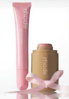 rhode blush (piggy) and lip tint (ribbon) | #aesthetic #rhodeskincare #rhodeliptint #haileybieber #pink #makeup #coquette Rhode Blush Aesthetic, Rhode Blush Piggy, Rhode Ribbon, Rhode Blush, Rhode Aesthetic, Ribbon Aesthetic, 2025 Wishes, Makeup Coquette, Burr Basket