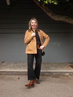 OUTFIT DETAILS: Old Navy barn jacket | Xirena gauze Scout shirt | Zara marine straight jeans | Isabel Marant Lecce belt | Madewell Dimes Boot Zara Marine Straight Jeans, Marine Straight Jeans, Madewell Boots, Gap Cardigan, Barn Jacket, Everyday Shoes