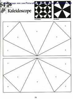 four different shapes are shown in black and white, with the same pattern on each side