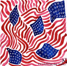 an american flag with stars and stripes is featured in this patriotic art project for kids