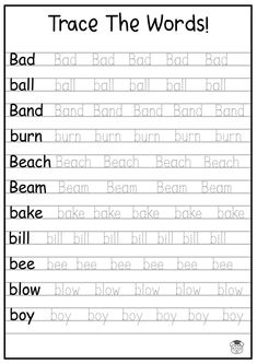 trace the words worksheet for kids to practice their spelling skills and writing numbers