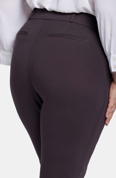 Ceate a sleek silhouette in figure-sculpting ponte pants featuring a pull-on waist and lift-tuck technology that helps flatten the tummy and lift the rear. 32" inseam; 24" leg opening; 11 3/4" front rise Faux front slash pockets; faux back welt pockets 68% viscose, 28% nylon, 4% elastane Machine wash, line dry Imported Ponte Pants, Petite Outfits, Trouser Pants, Plus Clothing, Fabric Material, Comfort Fit, Sleek, Nordstrom, Trousers