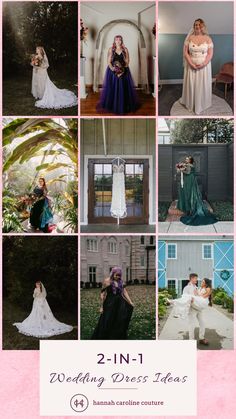 the wedding dresses are all different styles and colors