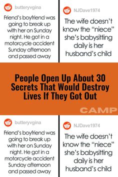 an orange and white poster with the words people open up about 3 0 secrets that would be story lives if they got q