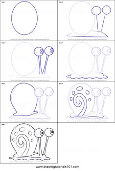 how to draw cartoon snails step by step instructions for kids and beginners drawing