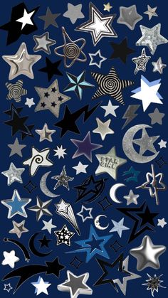 an image of many different stars and moon shapes