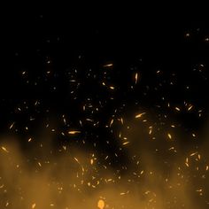 the sky is filled with lots of yellow fireflies