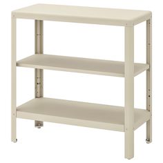 a white shelf with two shelves on each side