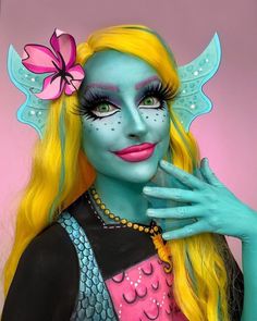 Monster High Makeup, Green Colored Contacts, Cosplay Contacts, Coloured Contact Lenses, Lagoona Blue, Crazy Makeup, Sfx Makeup