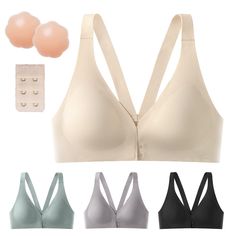 PRICES MAY VARY. 【Gathering and Supporting Front Buckle Bra】 This bra adopts a new front buckle bra design, which makes your wearing more convenient. Front button push up seamless bra, more invisible and more comfortable to wear. 【Wireless & Seamless Bras For Women】The front clasp bras for women has an excellent wearing experience, with front closure design. No need to struggle in dragging and fitting it from your head to your shoulders to putting your arms in as you can wear winbru bra like a v Solid Compressive Bra With Light Support, Medium Support Seamless Bra With Built-in Bra, Functional Moisture-wicking Medium Support Bra, Medium Support 4-way Stretch Bra, Seamless Bras, Cheap Everyday Bra With Built-in Support, Front Clasp Bra, Bra Design, Skin Marks