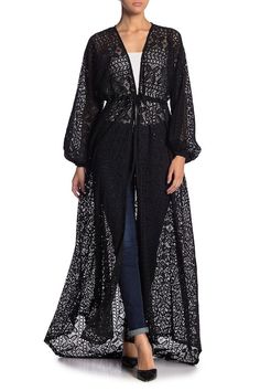 Long Lace Jacket, Duster Outfit, Modern Abaya, Summer Details, Fab Dress, Long Duster, Sleeves Designs For Dresses, Lace Jacket