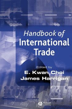 a book cover with an image of a man's face and the words, handbook of international trade