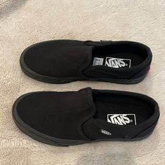 Vans- Women’s Black Slip-On Sneakers Size: 6.5 In Women’s - All Black And Brand New- Never Been Worn- Nwot: Unfortunately, My Daughter Grew Out Of Them Before She Could Wear Them And Already Had Cut Off The Tag And Thrown The Box Away. Black Sporty Slip-ons With Cushioned Footbed, Comfortable Black Low-top Slip-ons, Black Slip-on Sneakers For Streetwear With Round Toe, Sporty Black Slip-ons With Cushioned Footbed, Black Slip-ons With Branded Insole, Black Sporty Slip-ons With Rubber Sole, Black Casual Slip-ons For Sports, Black Casual Sports Slip-ons, Casual Black Slip-ons For Sports