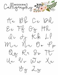 Free Printable Fashionable Calligraphy Alphabet - Freebie Discovering Mother Modern Calligraphy Alphabet, Handlettering Quotes, Handwritten Calligraphy, Modern Calligraphy Fonts