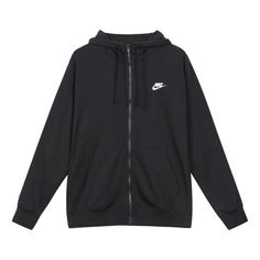 Nike Sweet Shirt Parka French Terry Full Zip Hoodie Black BV2649-010 (Men's/Casual/Zipper/Gift Recommend) Black Nike Zip Up, Casual Sports Sweatshirt With Zipper Closure, Casual Nike Hoodie Sweatshirt, Nike Casual Hooded Jacket For Streetwear, Nike Casual Fleece Hooded Jacket, Casual Nike Fleece Hooded Jacket, Nike Casual Hooded Jacket With Drawstring, Black Sportswear Sweatshirt For Leisure, Black Hoodie With Ribbed Cuffs For Leisure