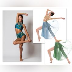 3 Piece Details Dancewear 3 Piece Ballet Set From The Artist Collection In Blue, Green, Light Yellow & Teal Floral With Light Blue Bottoms & Choice Of Light Blue Or Light Green Butterfly Skirt. Bottoms Are A Solid Light Blue (See Last 2 Photos), And Match The Color In The Floral Top (Not The Floral Bottoms Pictured First). Perfect As A Dance Convention Outfit! Size Medium Adult, Nwt Willing To Sell Pieces Separately, Please Message Summer Dance Skirt In Blue, Blue Summer Dance Skirt, Blue Summer Skirt For Dance, Fitted Blue Dance Bottoms, Blue Stretch Skirt For Dance, Fitted Blue Bottoms For Dance, Fitted Green Bottoms For Dance, Summer Dance Skirt For Dance Class, Summer Dancewear Skirt For Dance Class