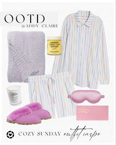 Cozy Sunday OOTD☁️ FT: Women’s pajama set with long sleeve shirt and stripped shorts. Ugh slippers, comfy barefoot dreams blanket, contour silk sleep mask, face mask, & one of my fav candles from Nordstrom’s! Follow my shop @Addy_Claire on the @shop.LTK app to shop this post and get my exclusive app-only content! #liketkit #LTKbeauty #LTKstyletip #LTKhome @shop.ltk https://liketk.it/3ITsV Slippers Comfy, Core Clothes, Sunday Ootd, Dream Mask, Cozy Sunday, Youth To The People, Barefoot Dreams Blanket, Silk Sleep Mask