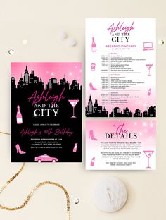 a pink and black wedding suite with champagne